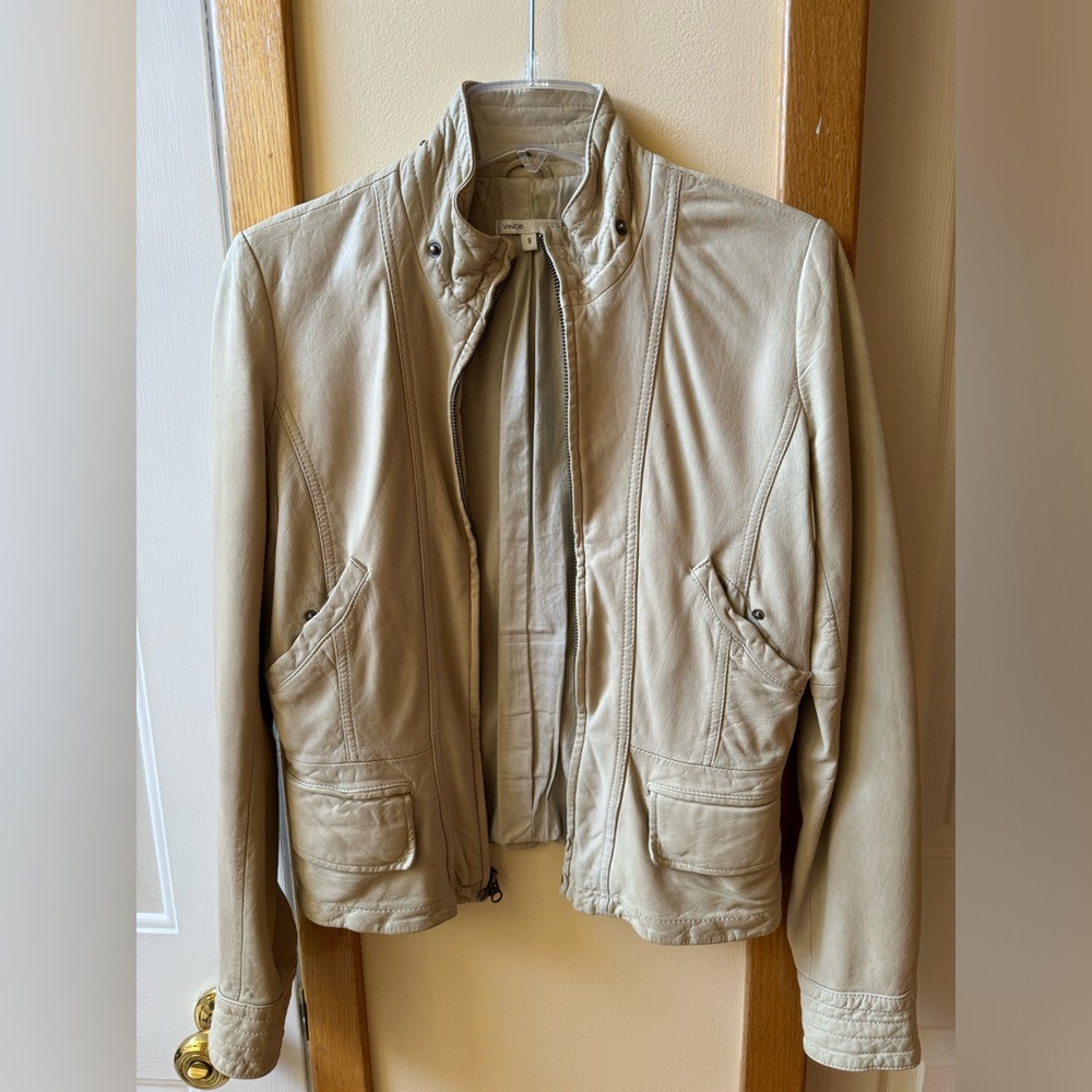 Vince Super Soft Beige Leather Jacket